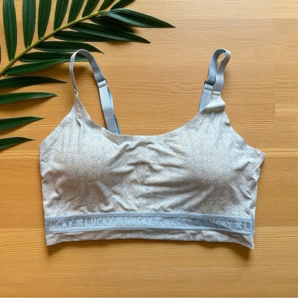 Lucky Brand Light Blue Printed Bralette - 2X - Adjustable Straps - Pads - Picture 8 of 9